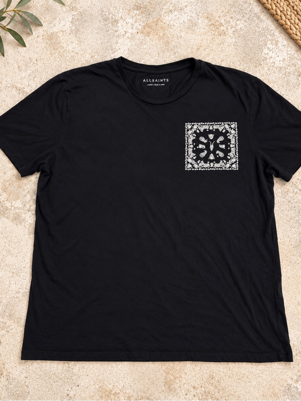AllSaints Black Bandana Paisley Graphic T-Shirt Men’s Large